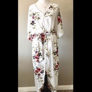 YOINS White Floral Dress